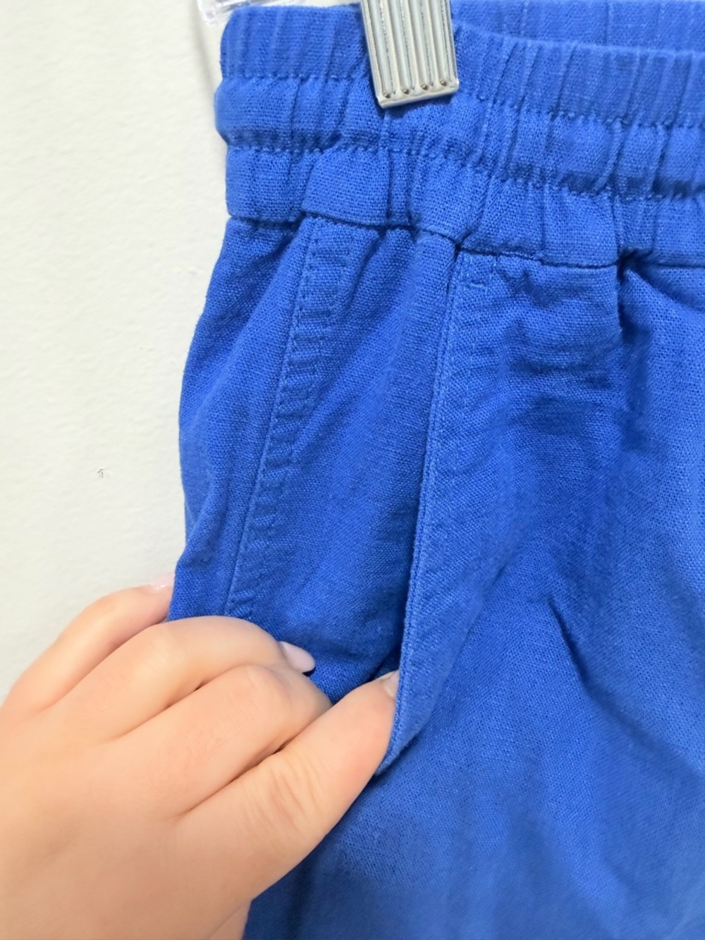 J.crew Blue Linen Blend Embroidered Scalloped Shorts Summer Elastic Waist 
S - Picture 7 of 9